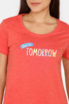 Rosaline Symmetry Knit Cotton Mid Length Nightdress  - Valiant Poppy — thumbnail 5